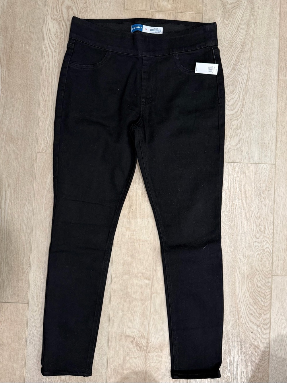 Old Navy Woman’s Black super skinny Jeggins Jeans w/adjustable waist, sz 12 NEW